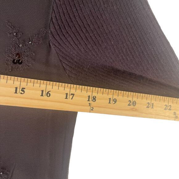 Sundance Women's Size Small Brown Embroidered Floral Brown Sweater Dress‎ - Picture 9 of 10